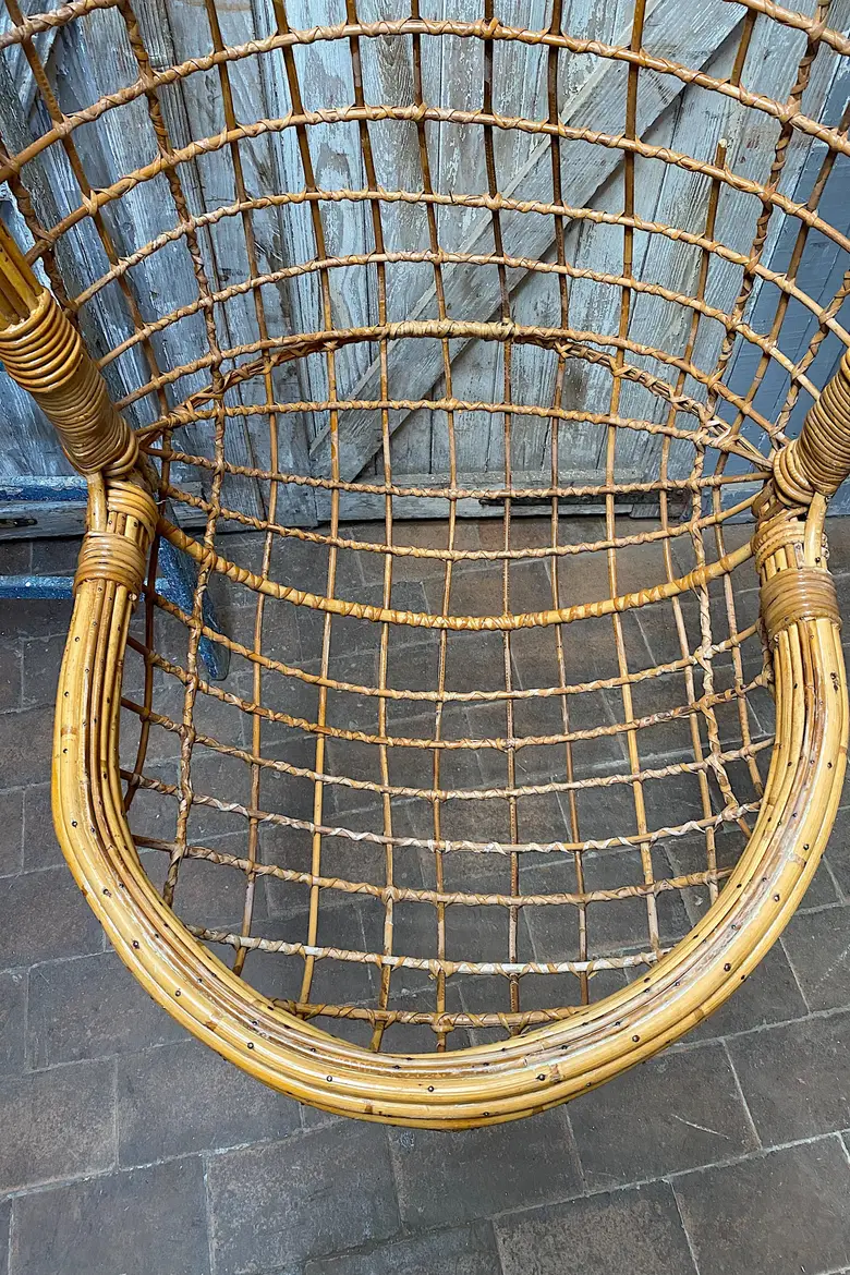 Fauteuil rotin vintage à suspendre Années 60