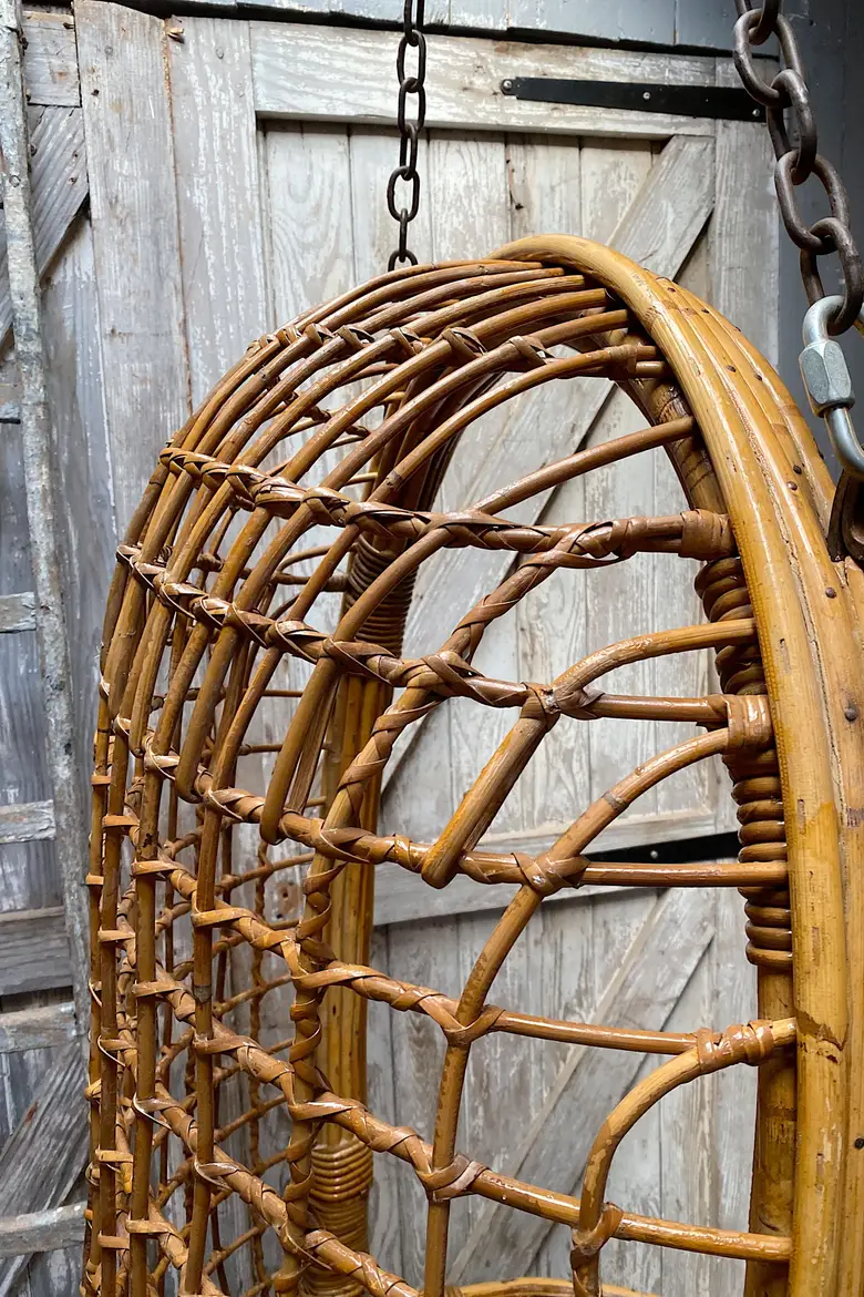 Fauteuil rotin vintage à suspendre Années 60