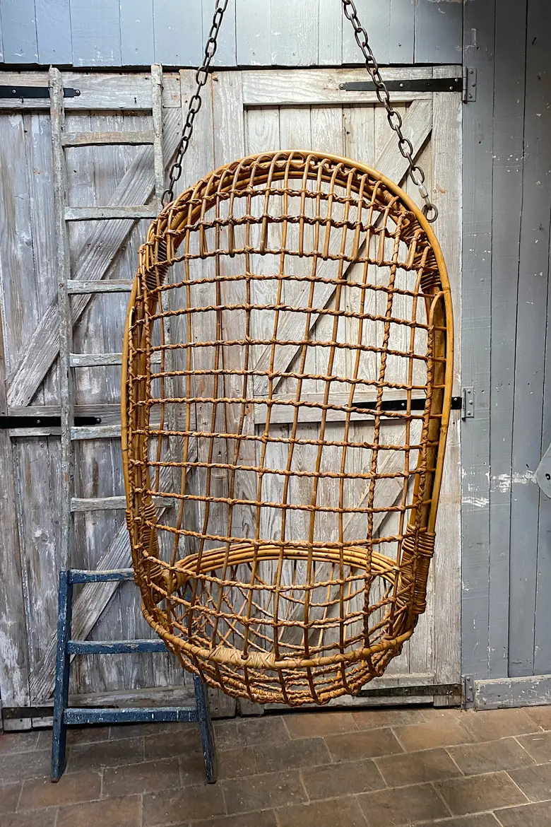 Fauteuil rotin vintage à suspendre Années 60