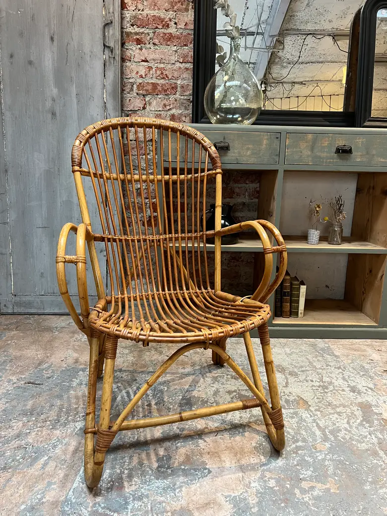 Fauteuil rotin vintage Années 60