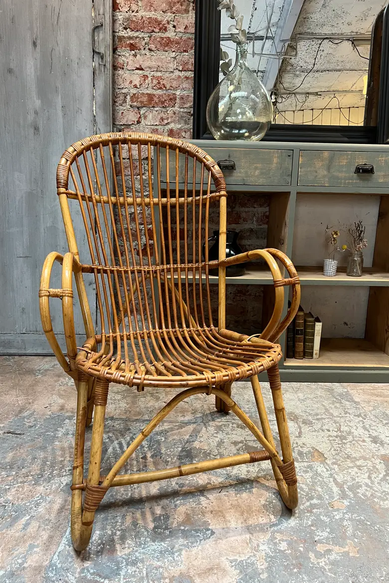 Fauteuil rotin vintage Années 60
