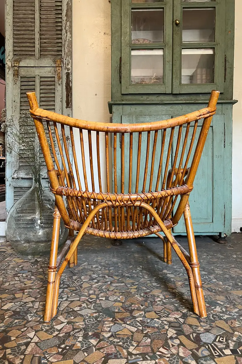 Fauteuil rotin vintage Années 60