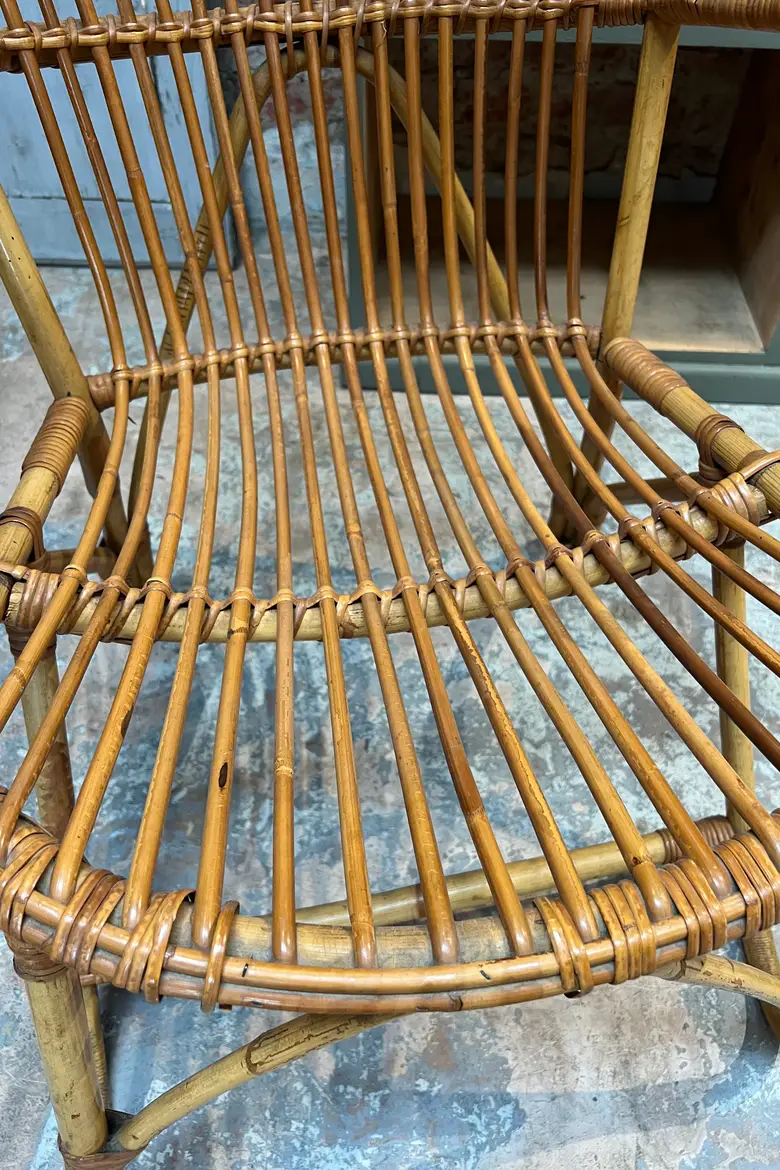 Fauteuil rotin vintage Années 60