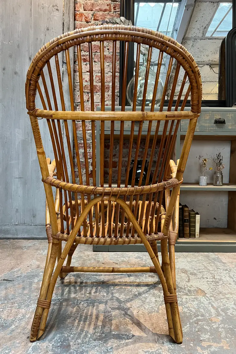 Fauteuil rotin vintage Années 60