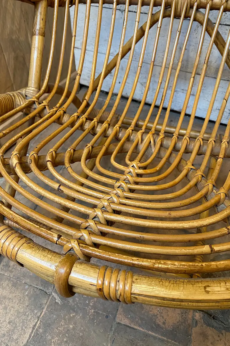 Fauteuil rotin vintage Années 60
