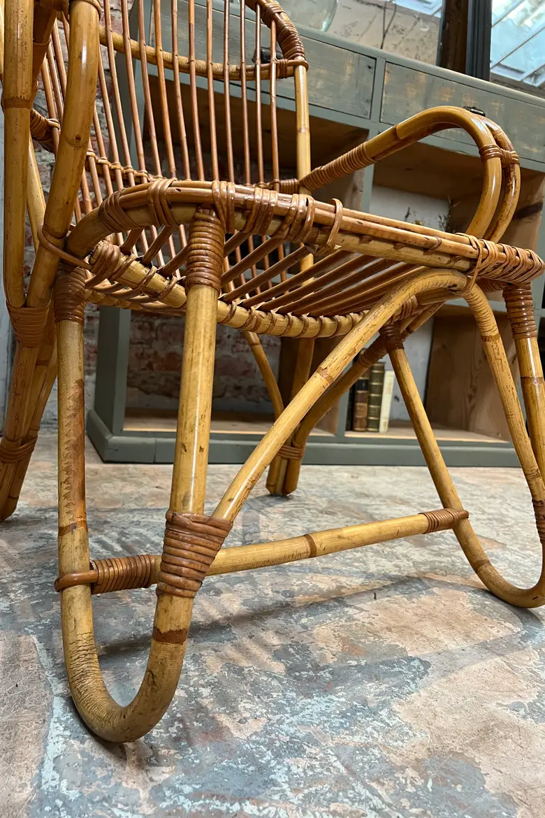 Fauteuil rotin vintage Années 60