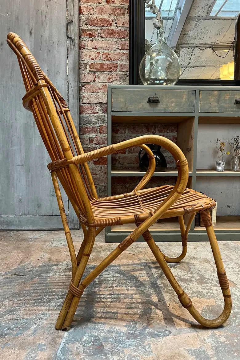 Fauteuil rotin vintage Années 60