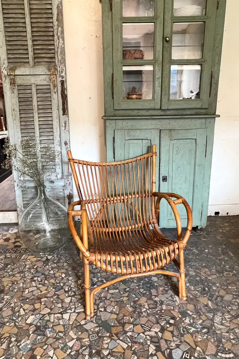 Fauteuil rotin vintage Années 60