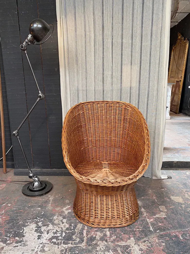Fauteuil rotin vintage Années 60