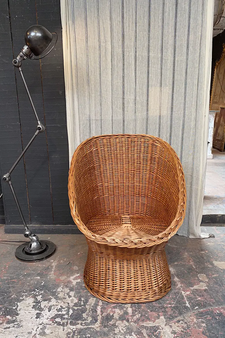 Fauteuil rotin vintage Années 60