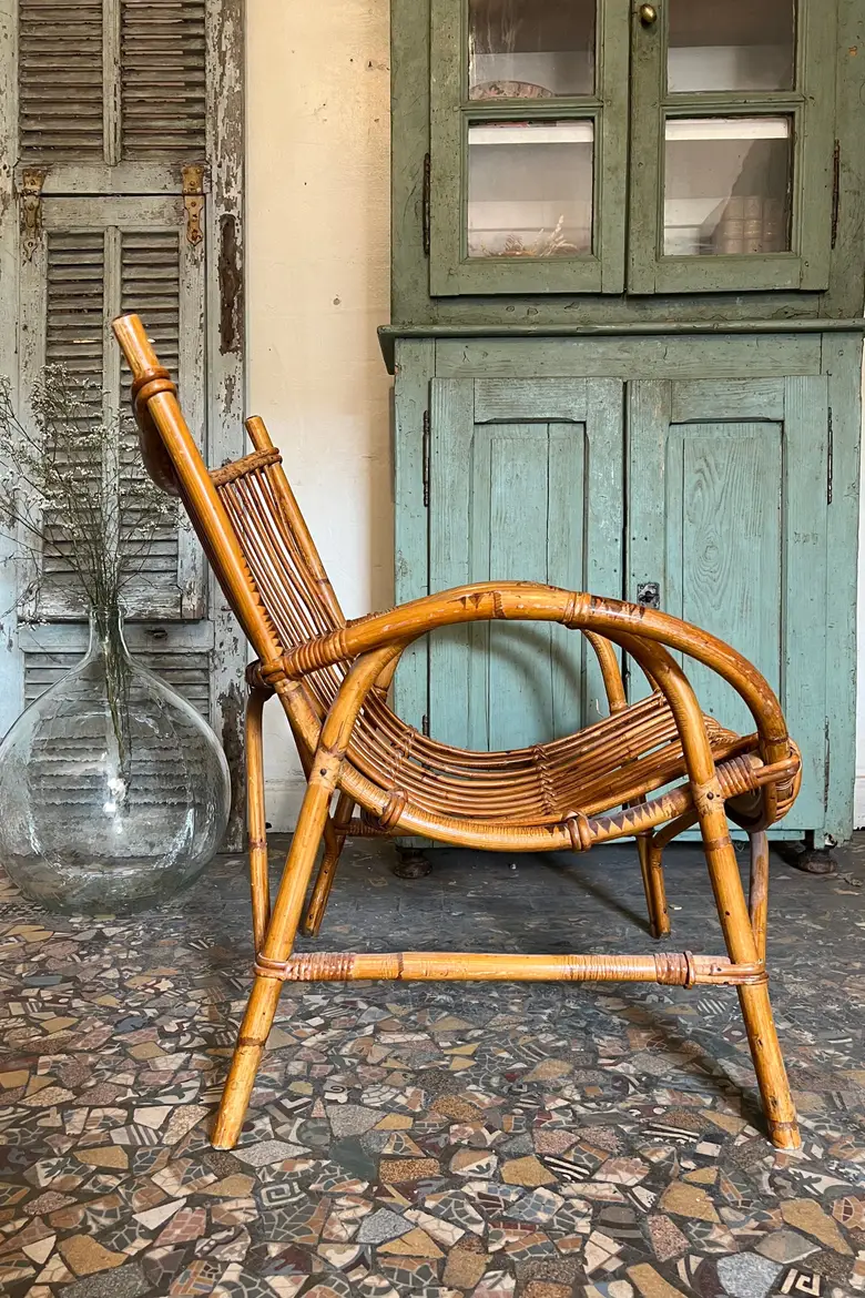 Fauteuil rotin vintage Années 60