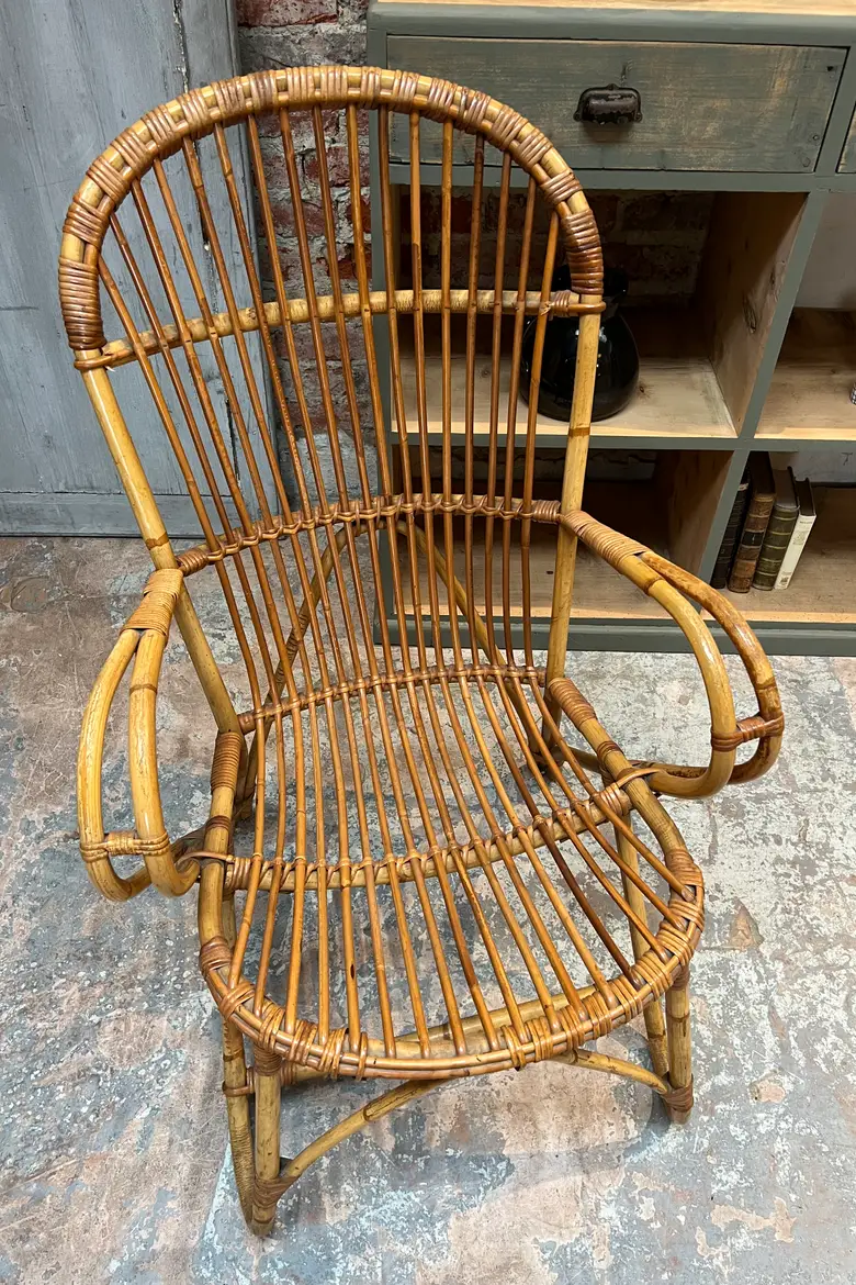 Fauteuil rotin vintage Années 60