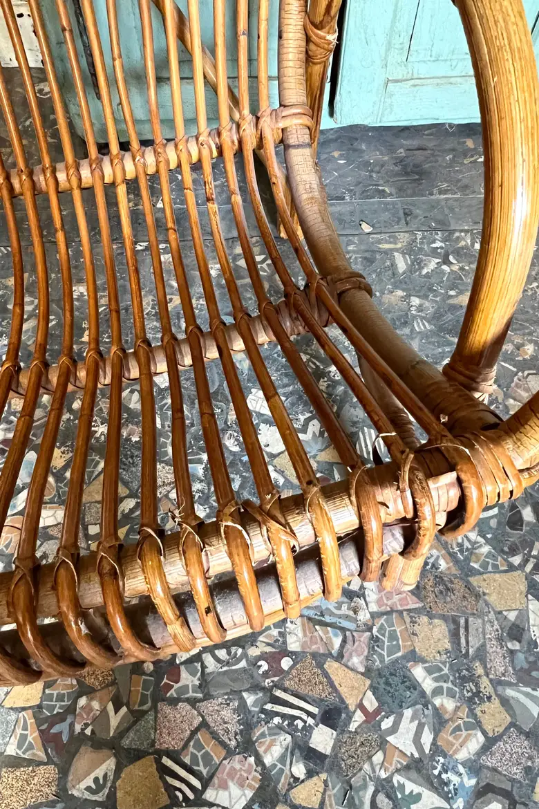 Fauteuil rotin vintage Années 60