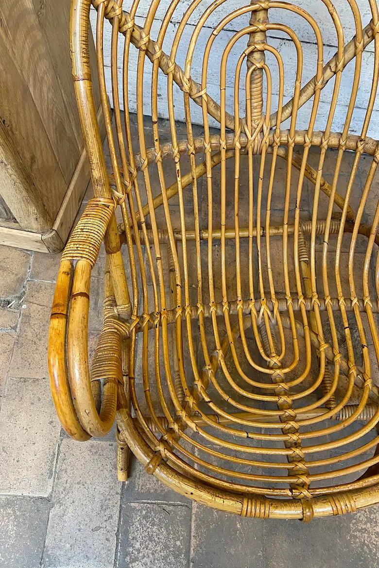 Fauteuil rotin vintage Années 60
