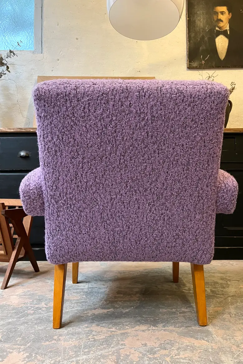 Fauteuil vintage en laine violette de Jitona, 1960