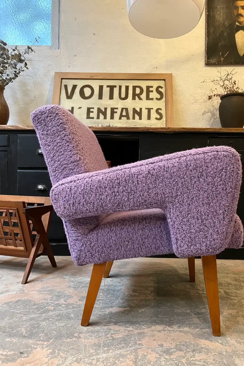 Fauteuil vintage en laine violette de Jitona, 1960