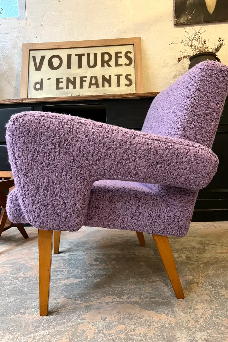 Fauteuil vintage en laine violette de Jitona, 1960
