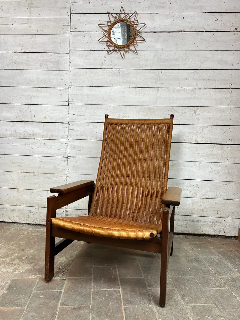 Fauteuil vintage scandinave en palissandre – Années 60