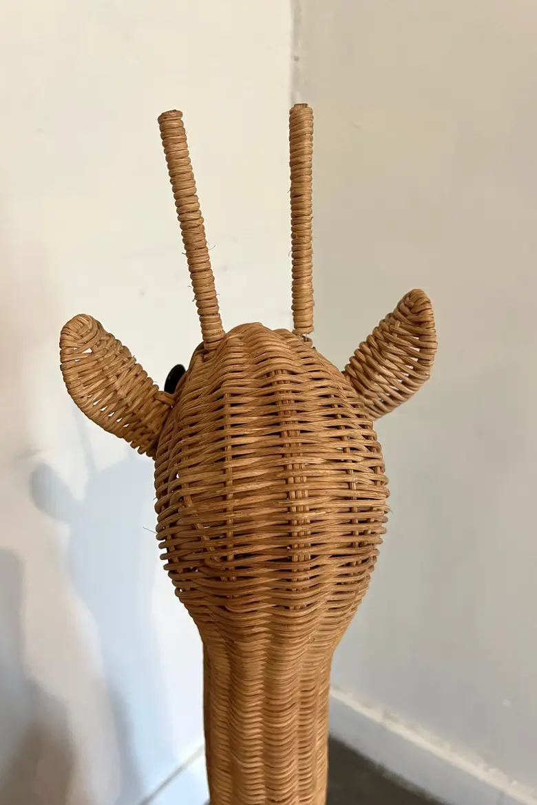 Girafes vintage porte plante en osier Années 70