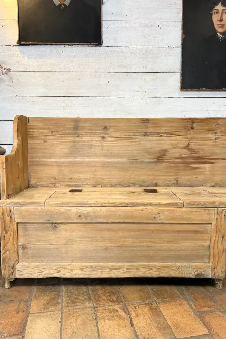 Grand banc coffre en sapin Début XXème