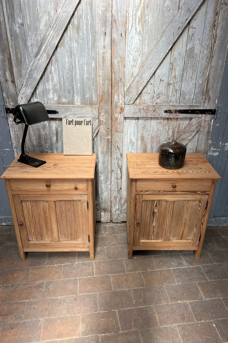 Grand Chevet en Sapin, Meuble d’Appoint, Bois Brut