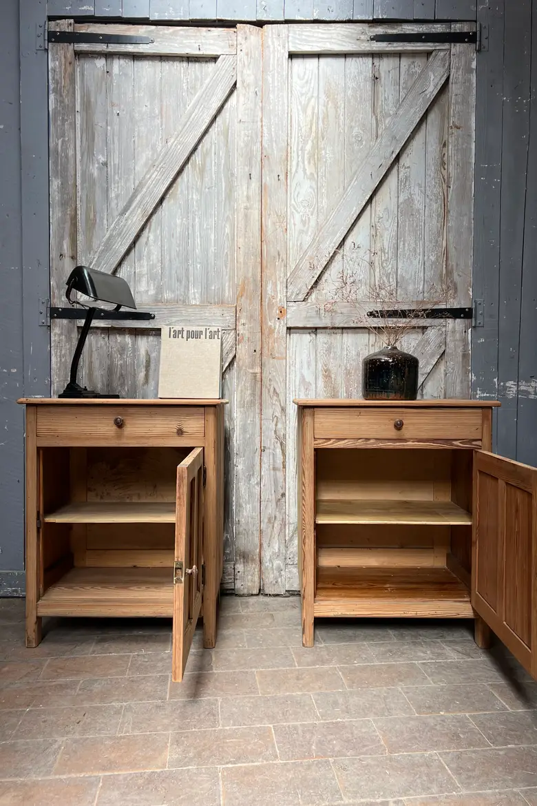 Grand Chevet en Sapin, Meuble d’Appoint, Bois Brut