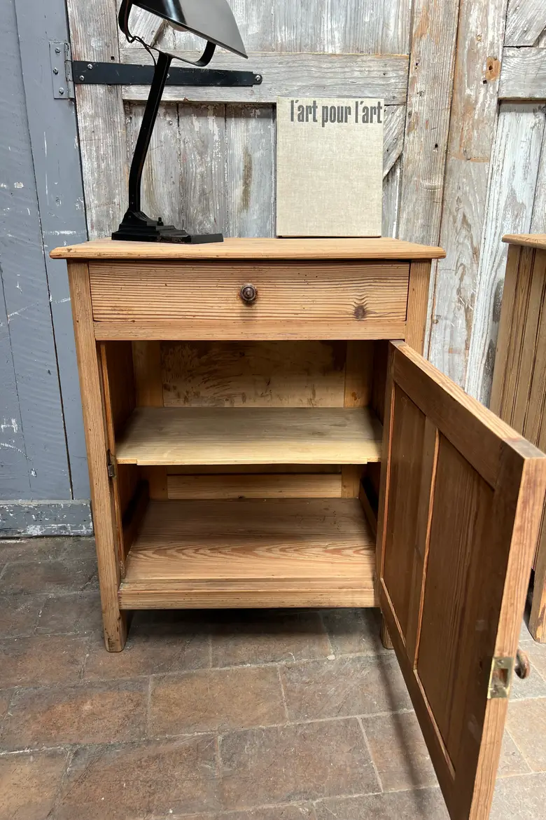 Grand Chevet en Sapin, Meuble d’Appoint, Bois Brut