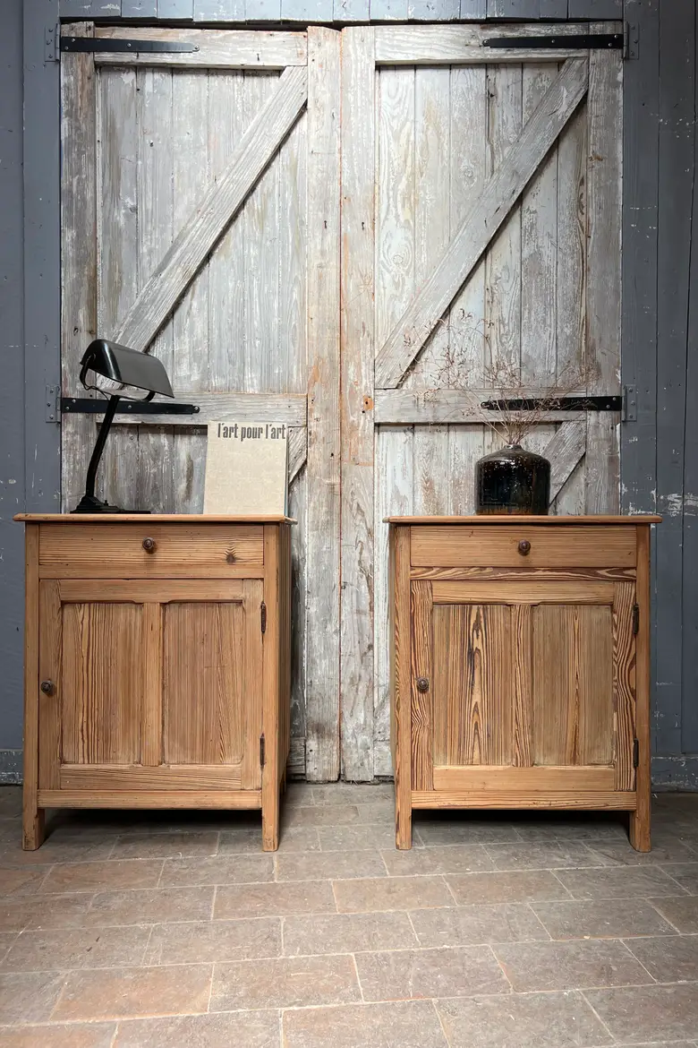 Grand Chevet en Sapin, Meuble d’Appoint, Bois Brut