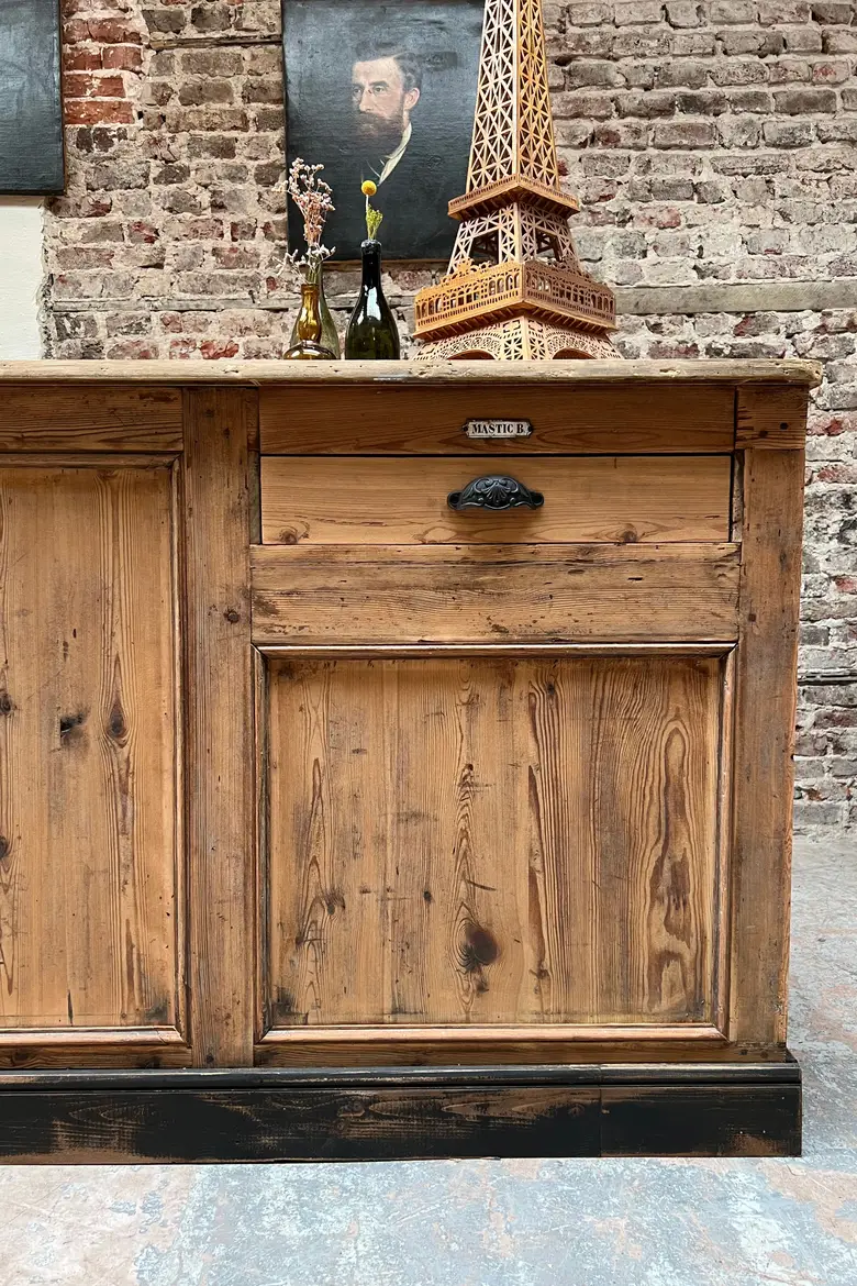 Grand comptoir îlot central en bois Début XXème