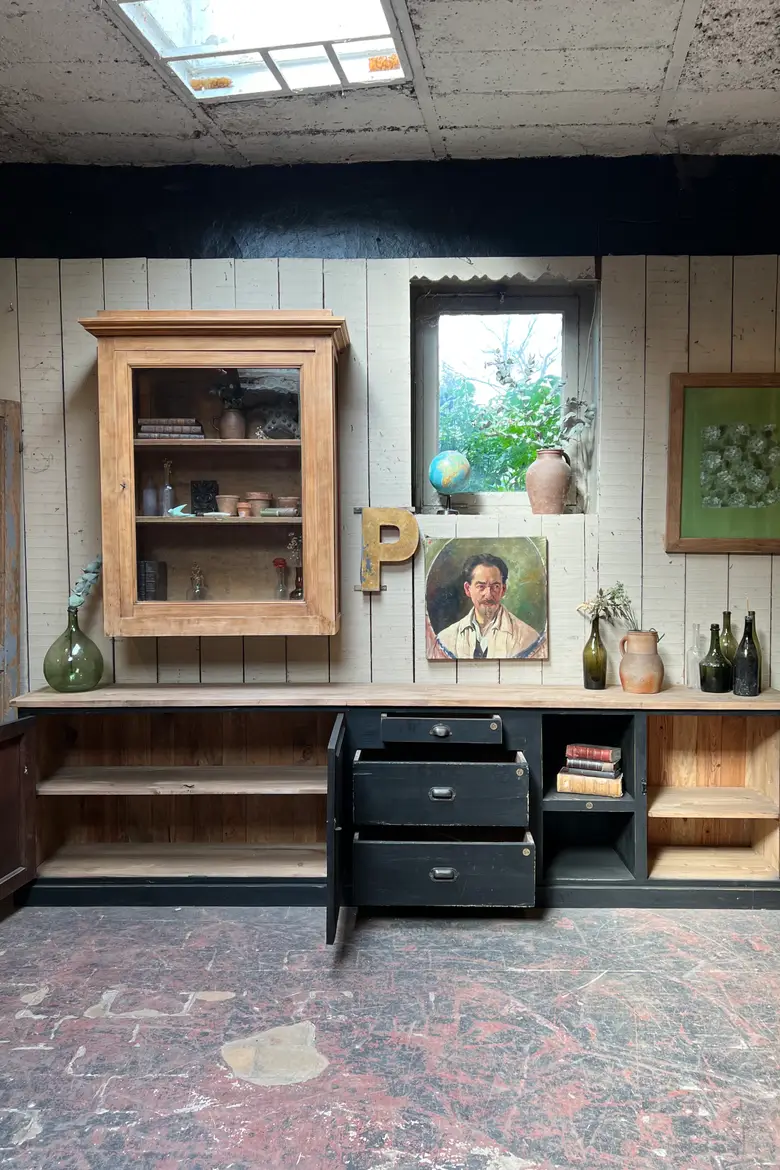 Grand meuble d’atelier en bois Années 50