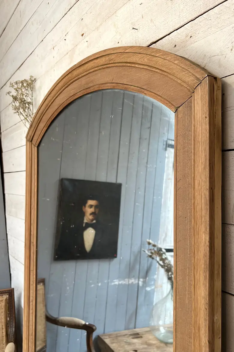 Grand miroir en chêne Début XXème