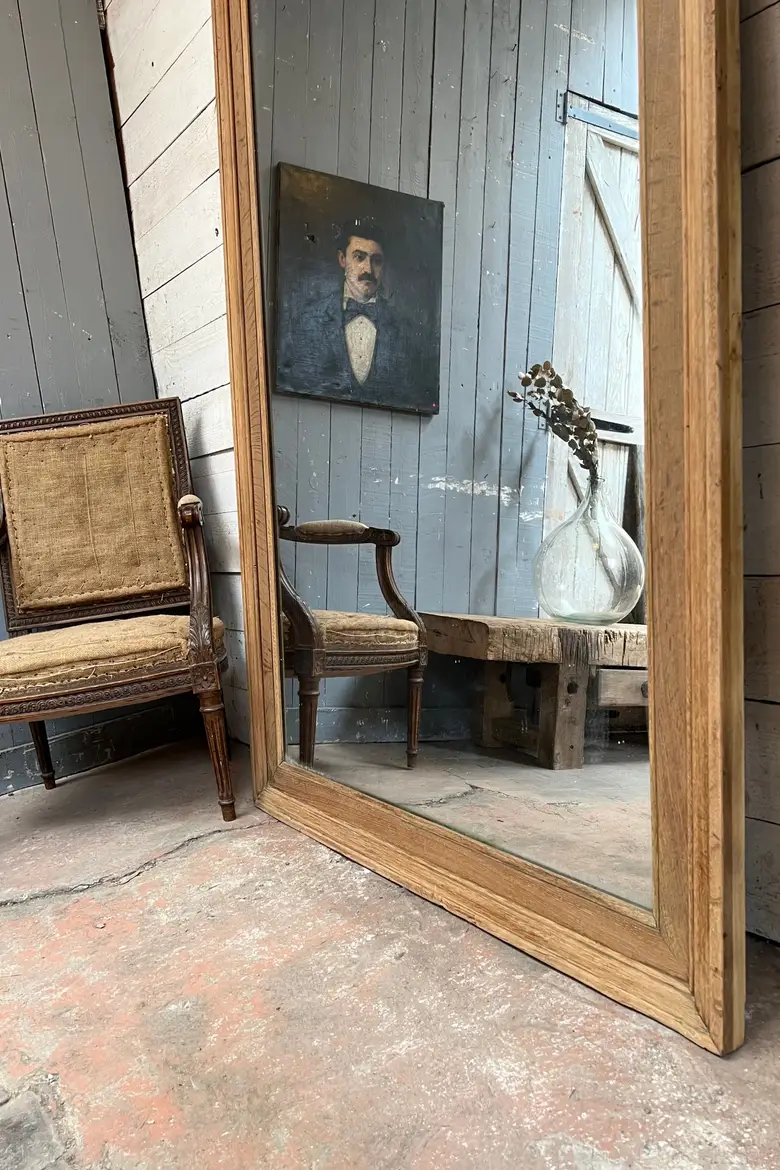 Grand miroir en chêne Début XXème