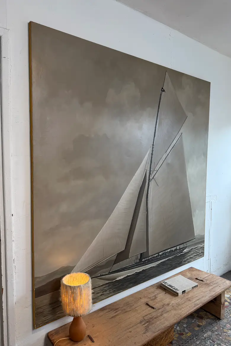 Grand tableau de voilier — huile sur toile