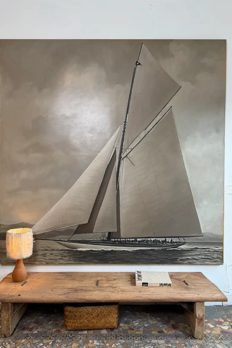 Grand tableau de voilier — huile sur toile
