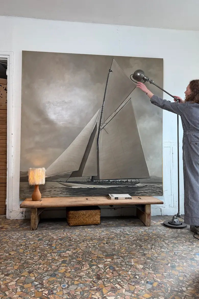 Grand tableau de voilier — huile sur toile