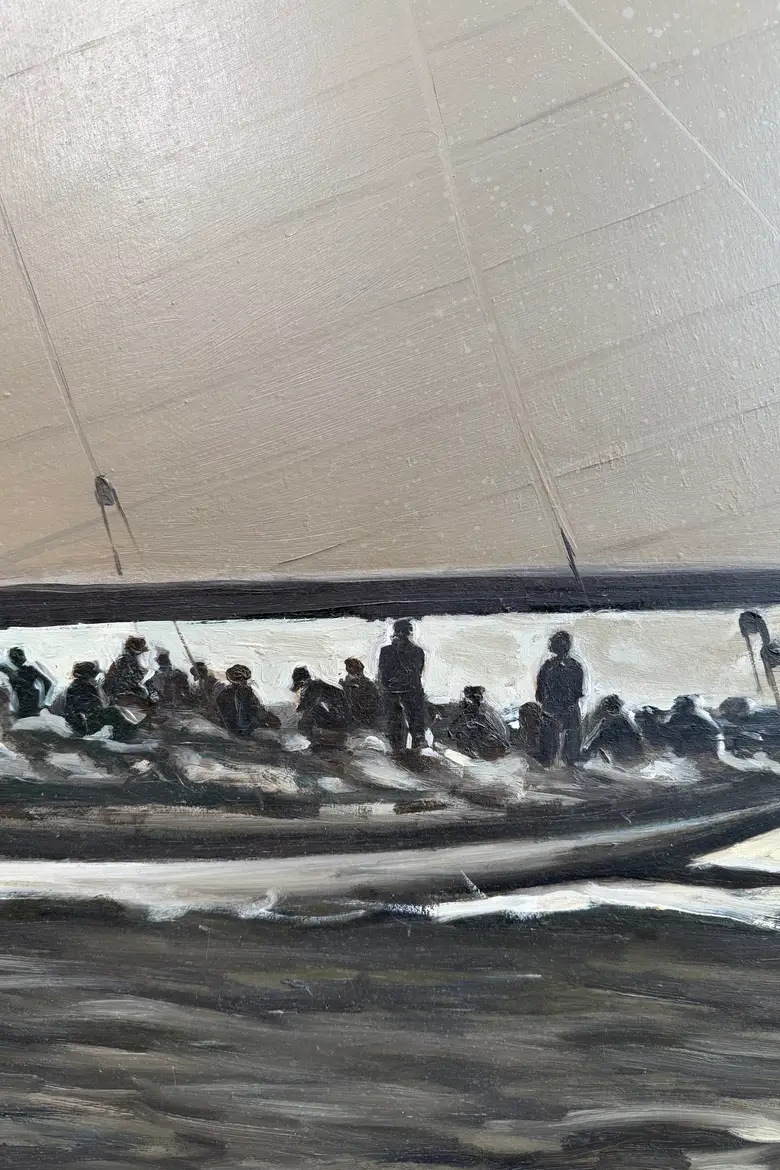 Grand tableau de voilier — huile sur toile