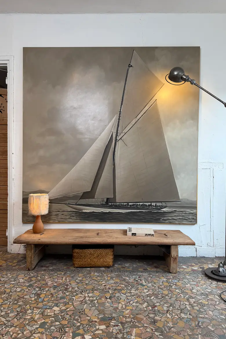 Grand tableau de voilier — huile sur toile