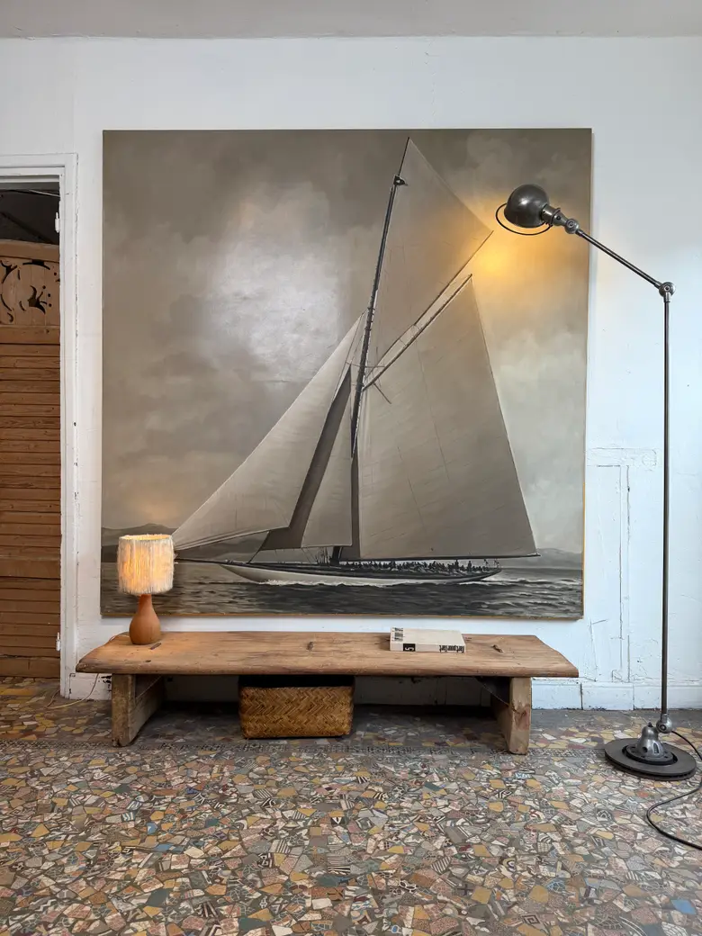 Grand tableau de voilier — huile sur toile