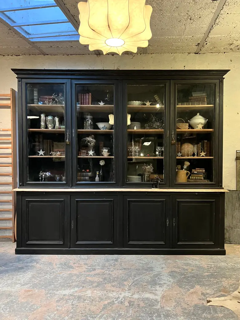Grande bibliothèque de magasin en bois Début XXème