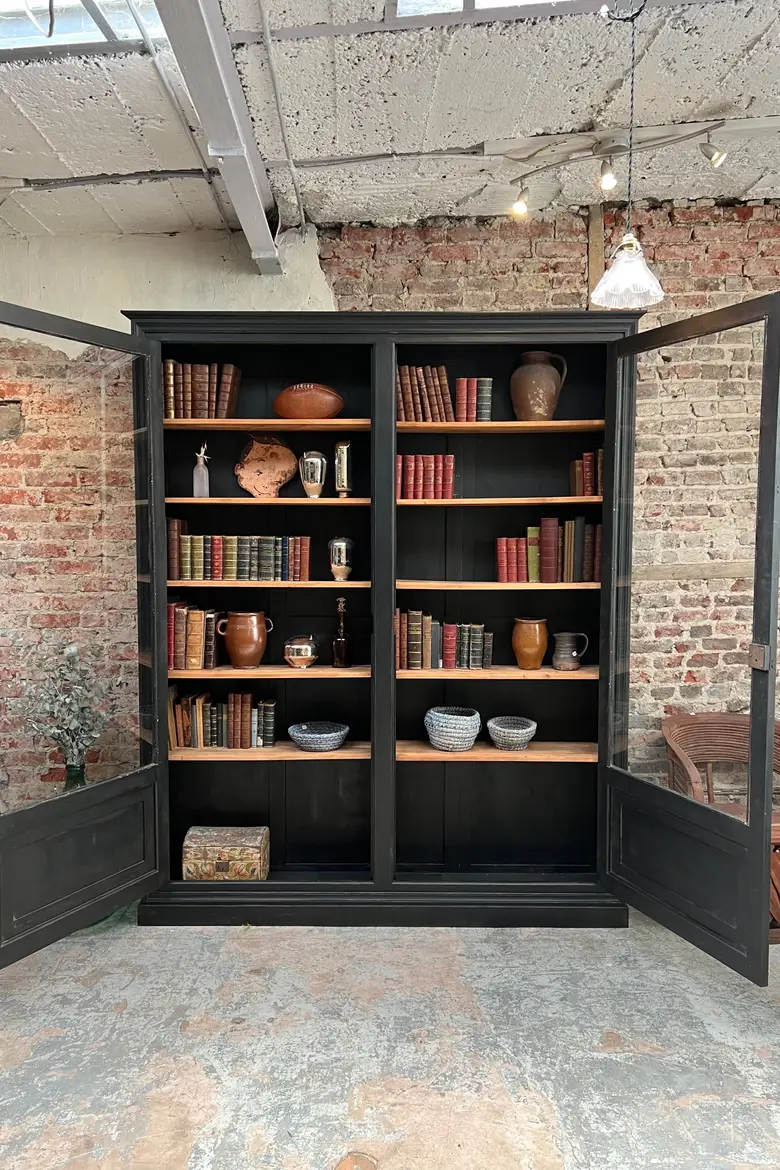 Grande bibliothèque de magasin en bois Début XXème