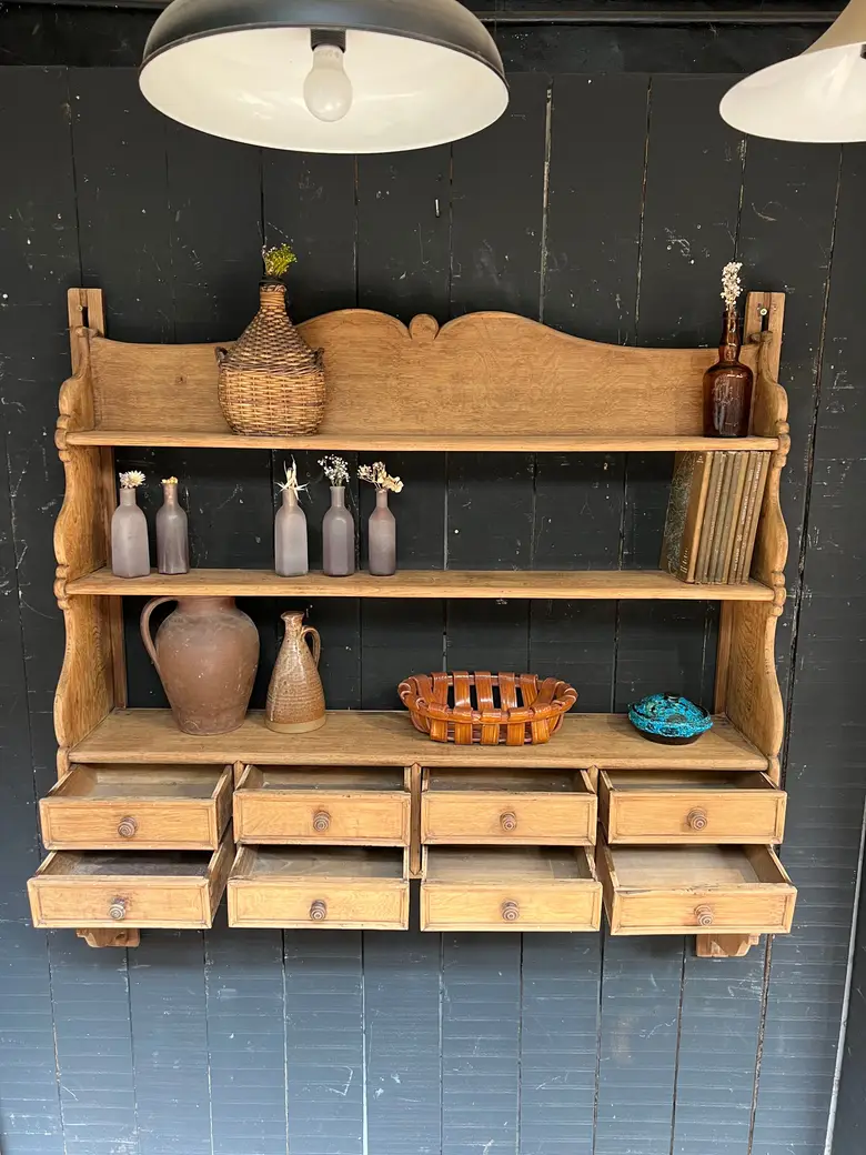 Grande étagère de cuisine en chêne Début XXème