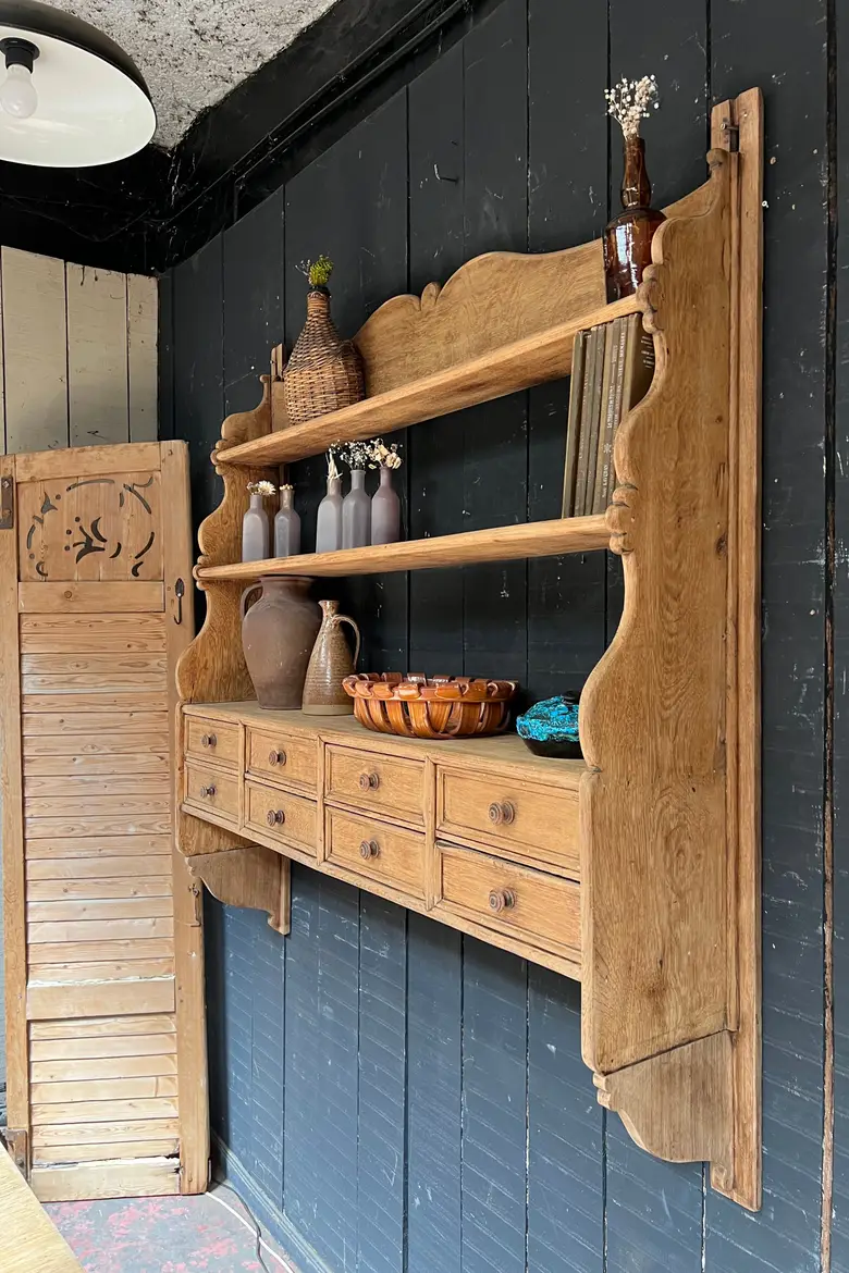 Grande étagère de cuisine en chêne Début XXème