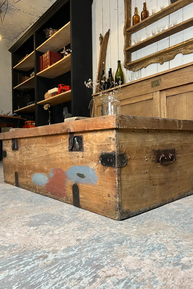 Grande malle en bois Début XXème