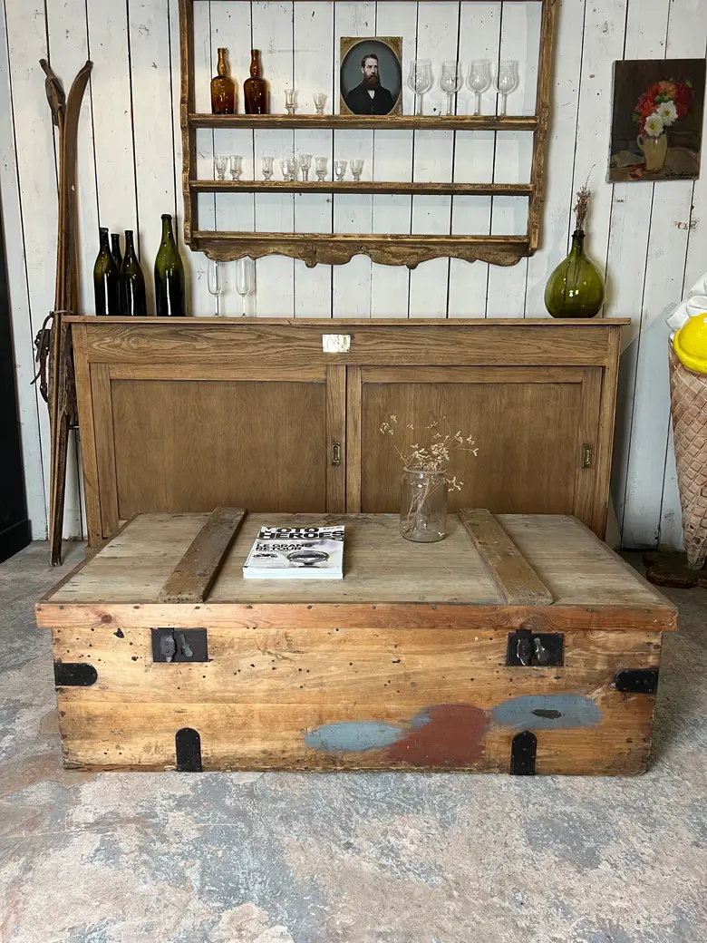 Grande malle en bois Début XXème