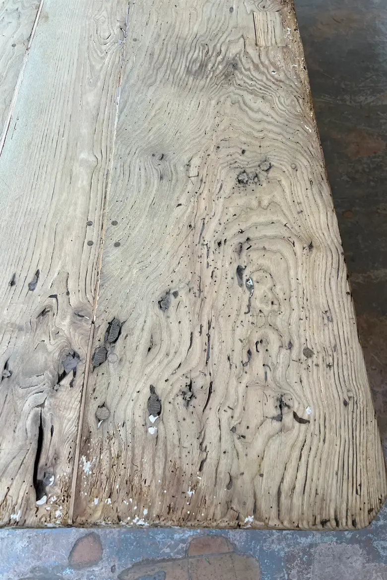 Grande table ancienne en frêne - XIXe siècle
