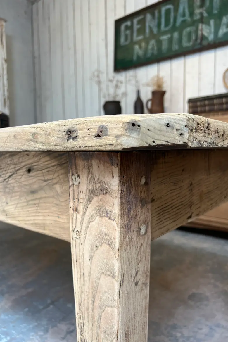 Grande table ancienne en frêne - XIXe siècle