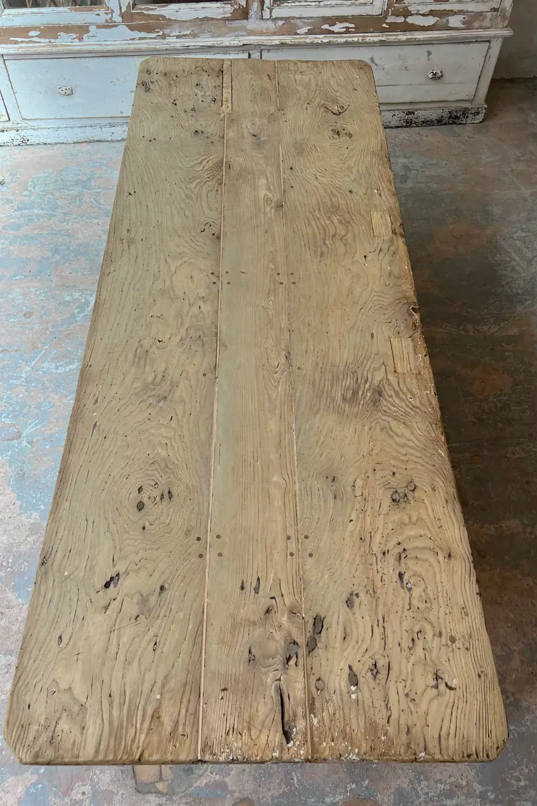 Grande table ancienne en frêne - XIXe siècle