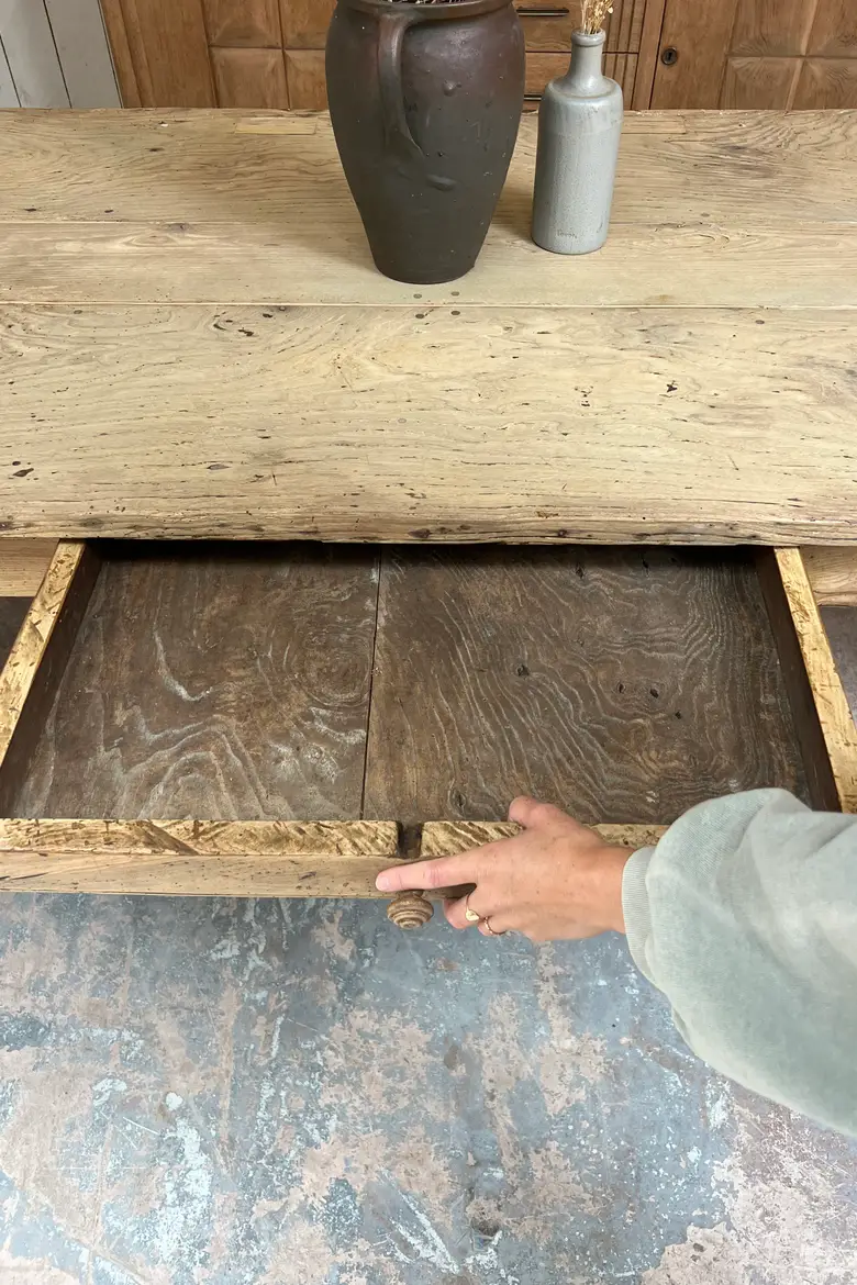 Grande table ancienne en frêne - XIXe siècle