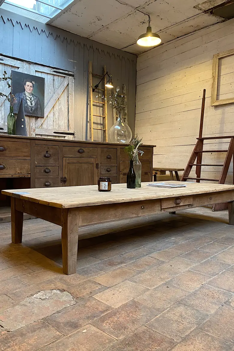 Grande table basse en bois Début XXème