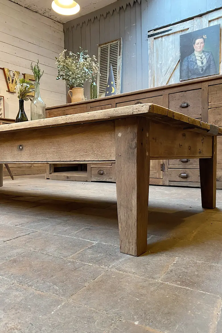 Grande table basse en bois Début XXème